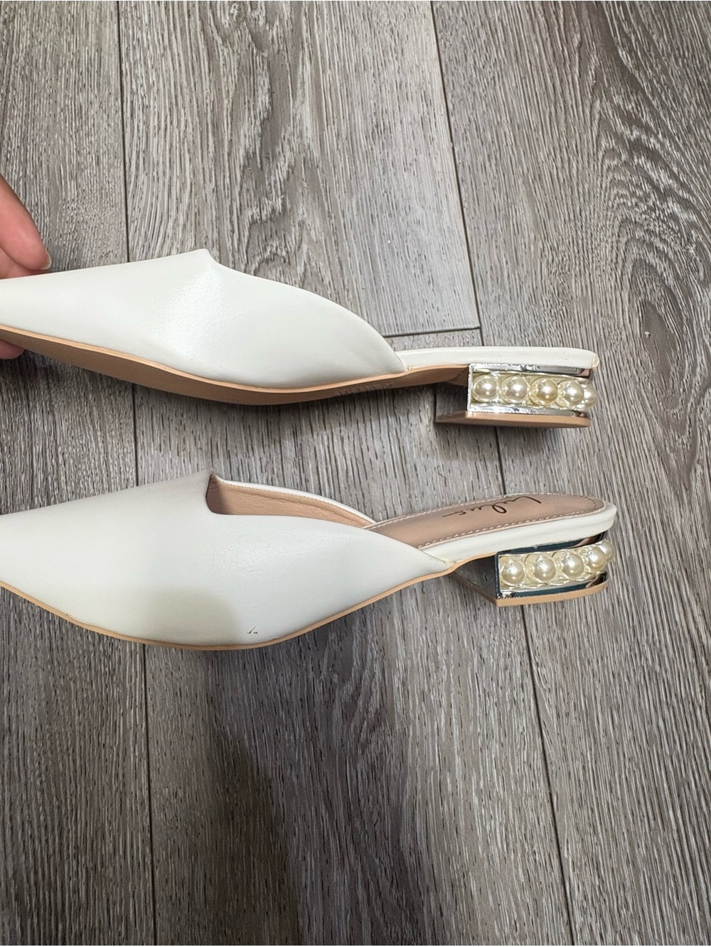 Lulus Pearl-Accented Pointed Toe Mules - White - Picture 3 of 11